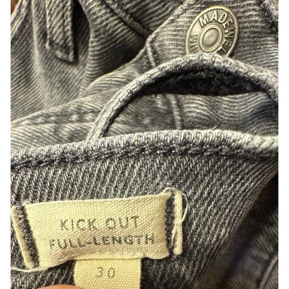 Madewell Kick Out Full Length Jeans Sz 30 Gray Raw Hem Slit Flare. - Picture 7 of 9